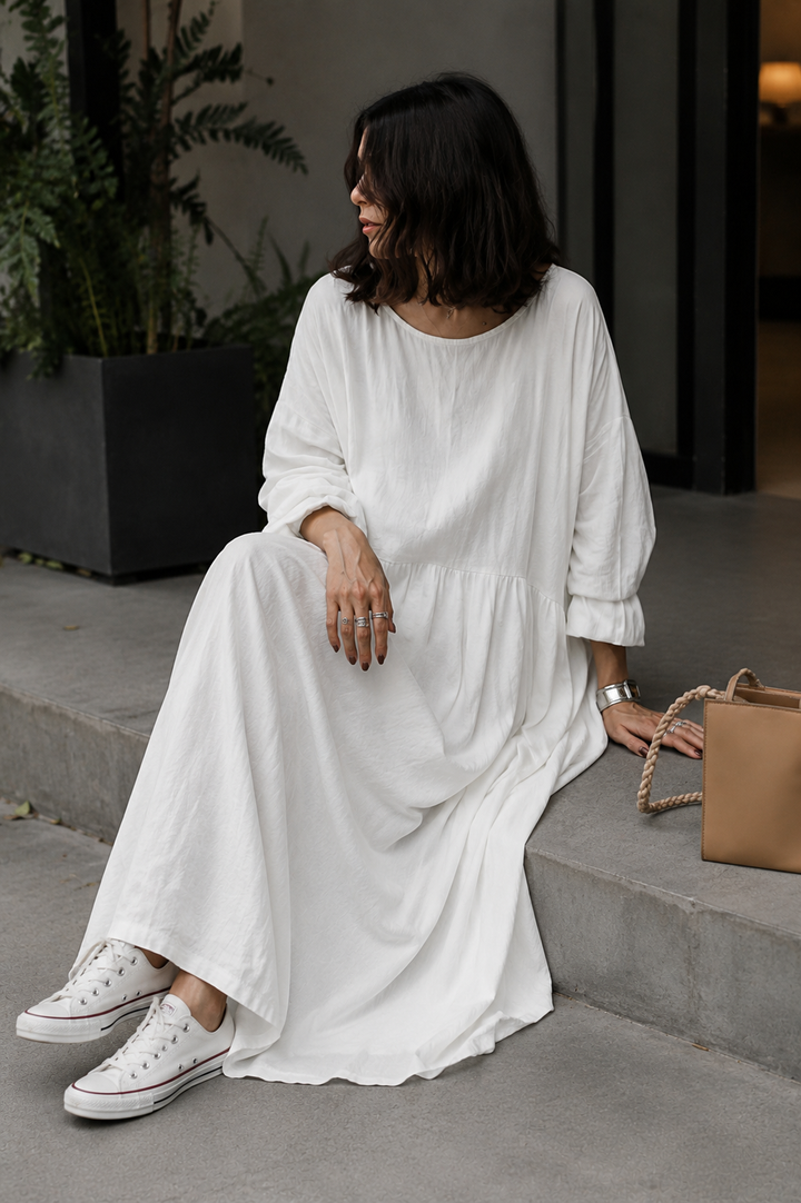 Fleur | Relaxed Pleated Maxi Dress