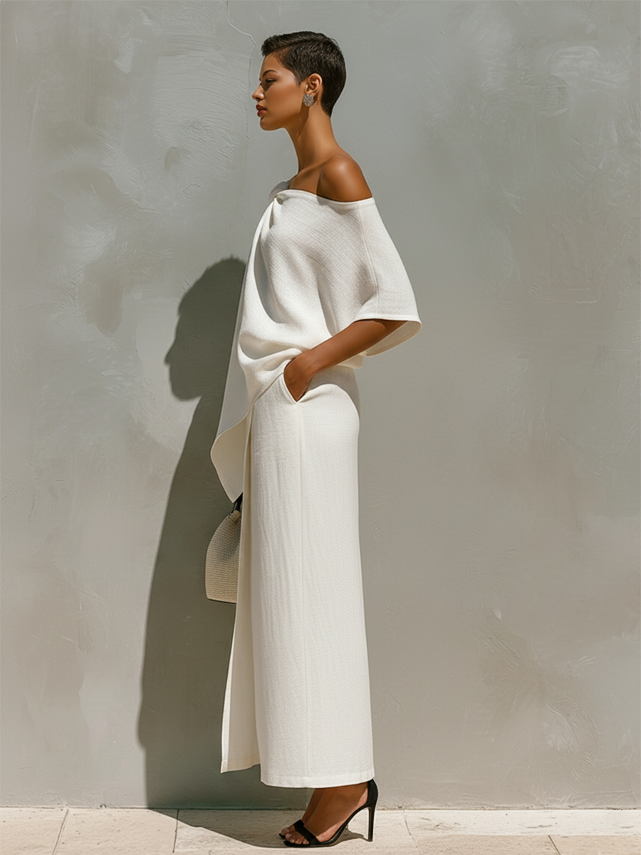 Bianca | One-Shoulder Linen Set