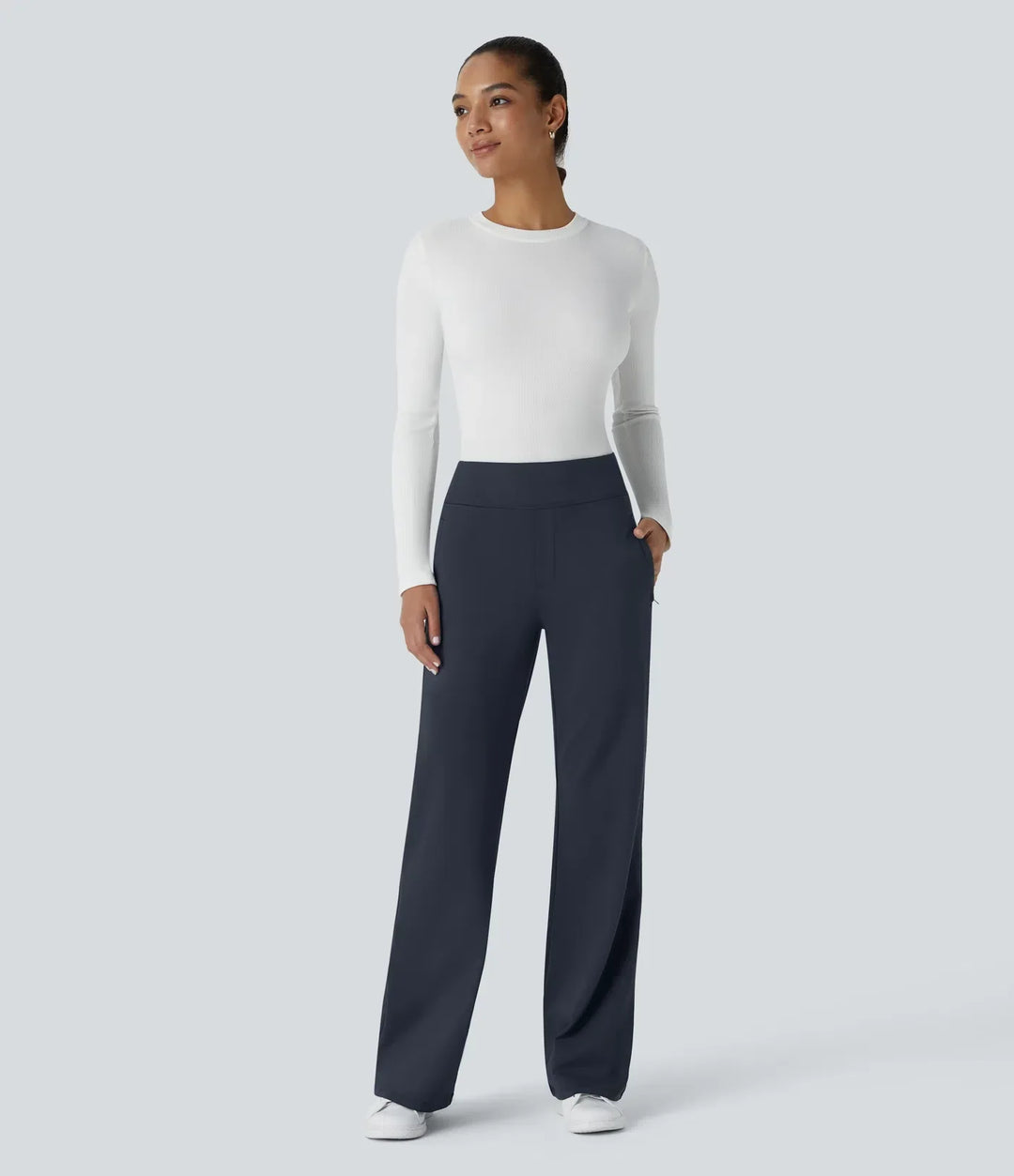 Velouré Flex™ Mid Rise Side Zipper Pocket Work Flare Pants