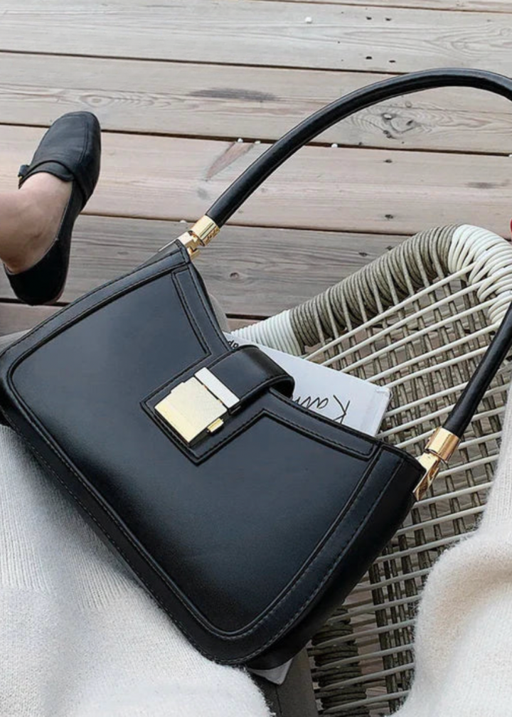 Noa | Black Bag with Gold Buckle