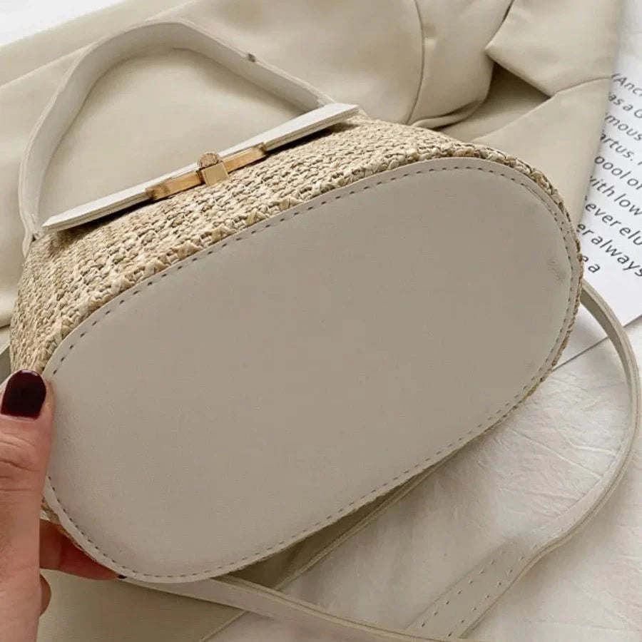 Marisol | Straw and Vegan Leather Beach Bag