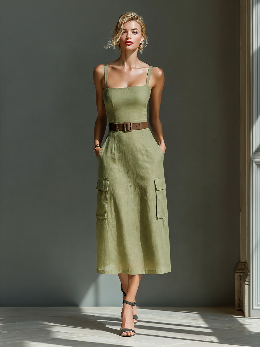 Remi | Belted Cargo Midi Dress