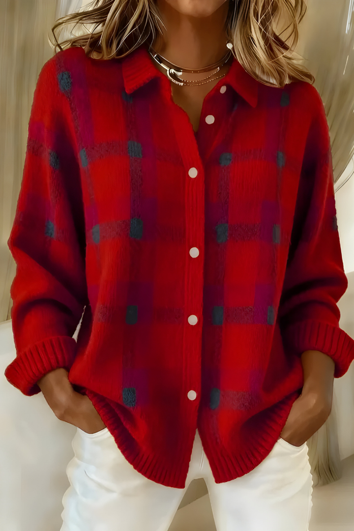 Sloane™ | Checked Knitted Cardigan