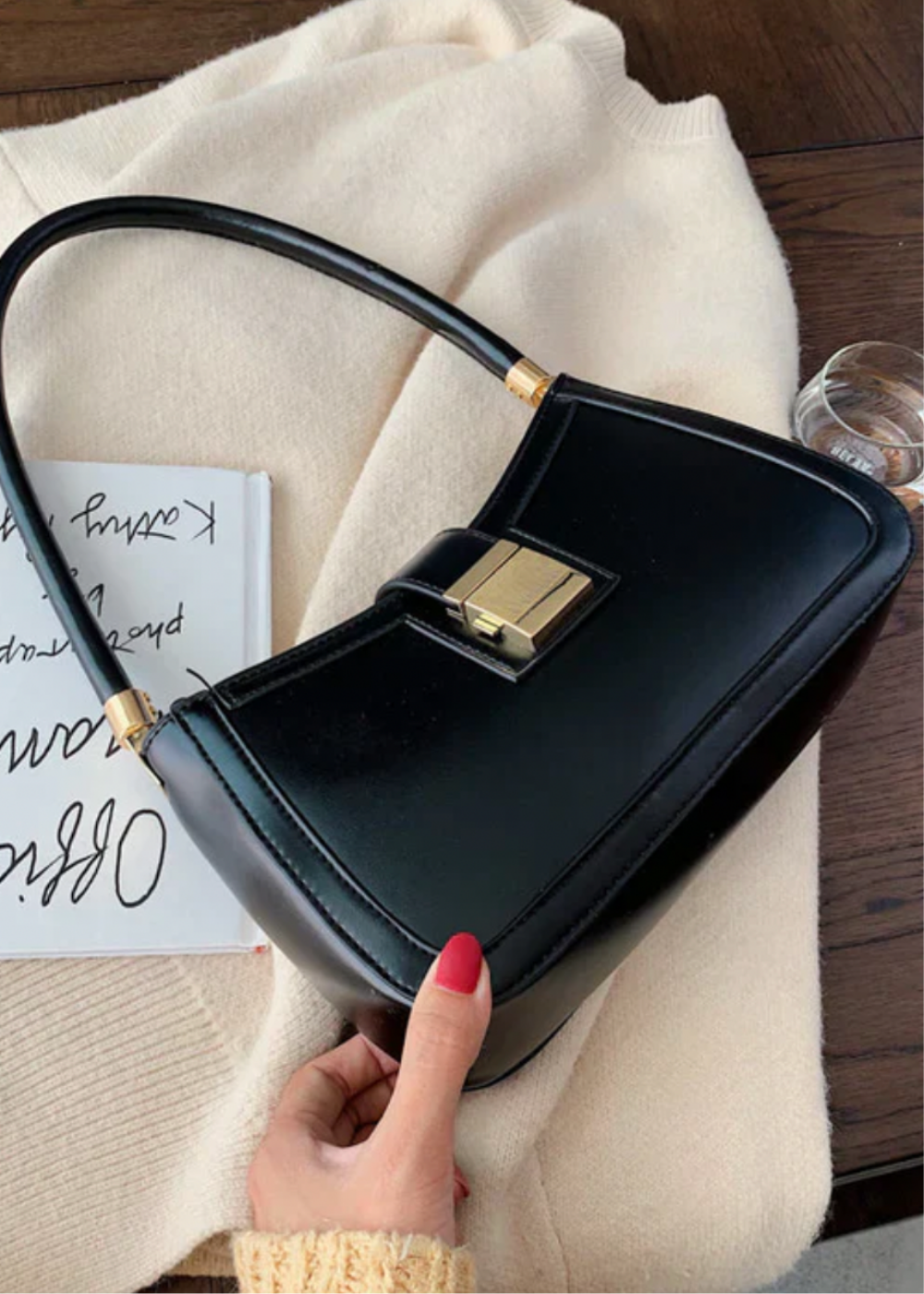 Noa | Black Bag with Gold Buckle