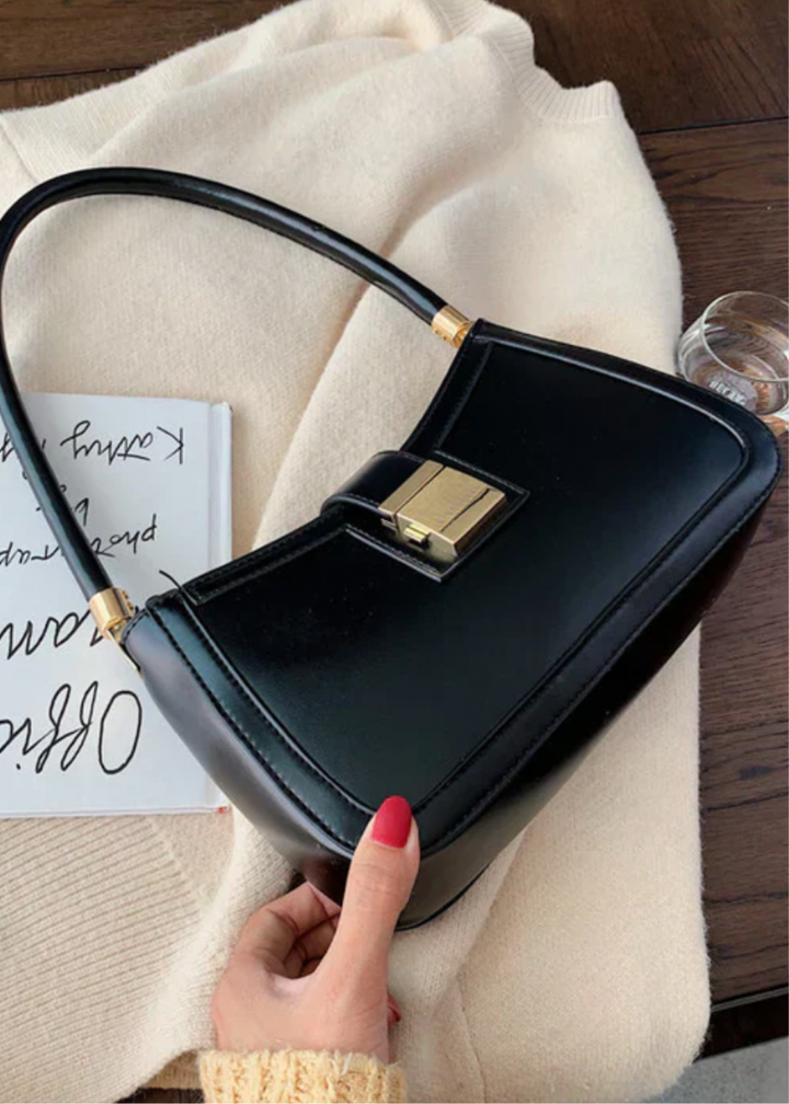 Noa | Black Bag with Gold Buckle