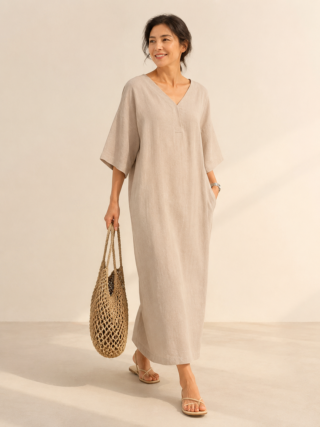 Vera | V-Neck Linen Sundress