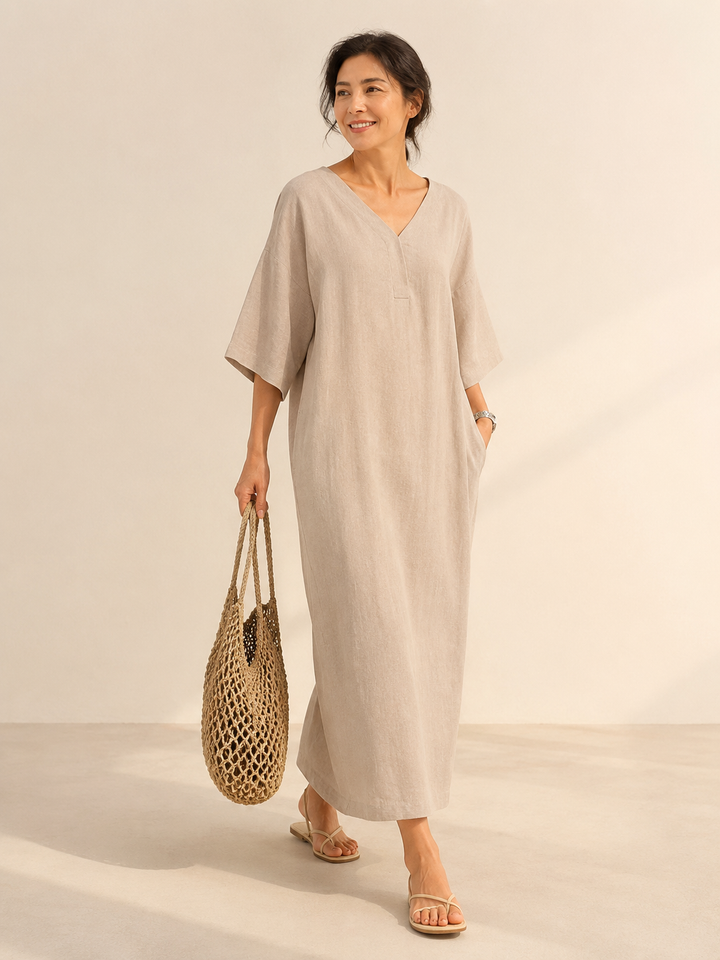 Vera | V-Neck Linen Sundress
