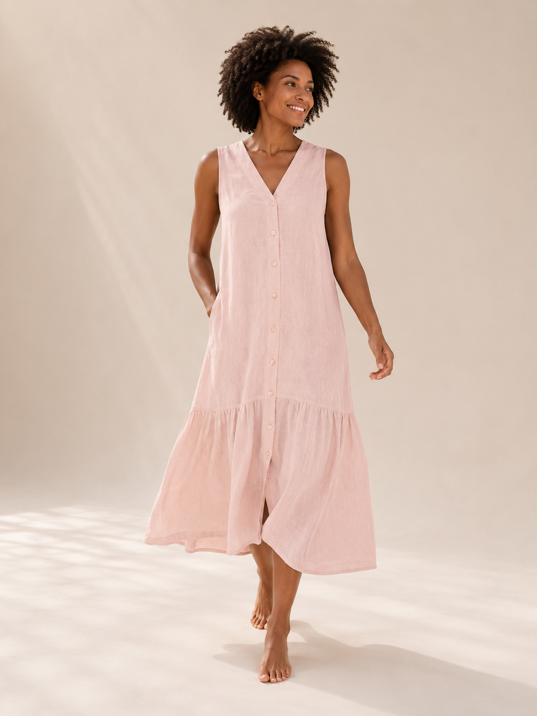 Noor | Patchwork V-Neck Midi Dress
