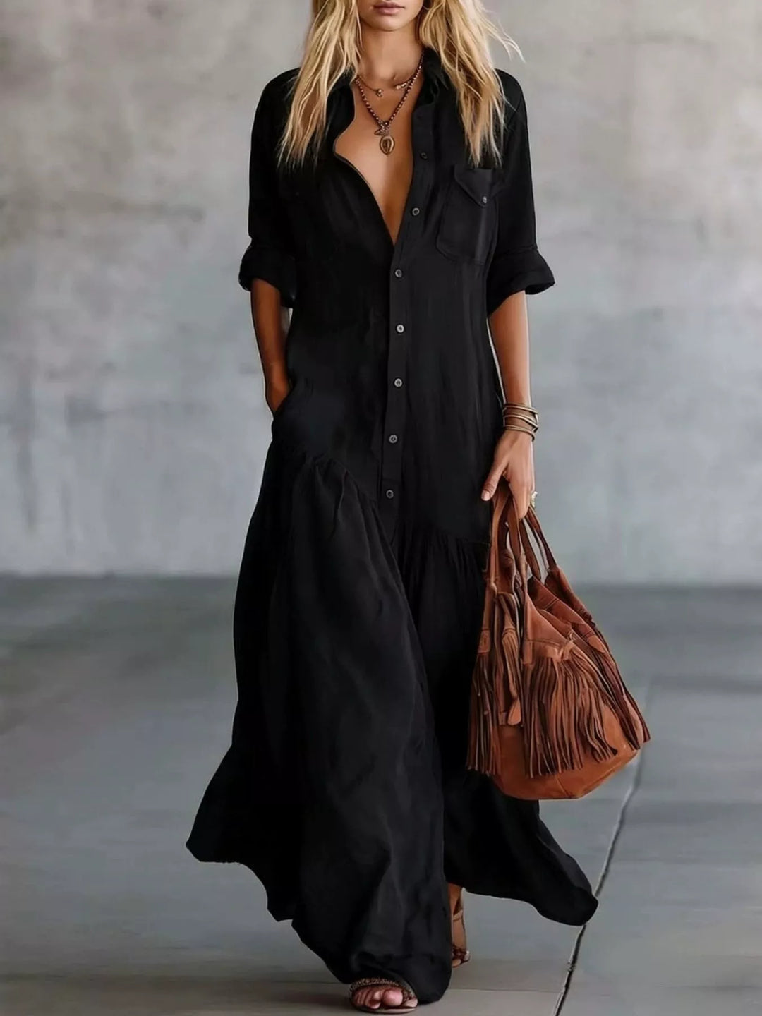 Georgia | Button-Front Maxi Dress