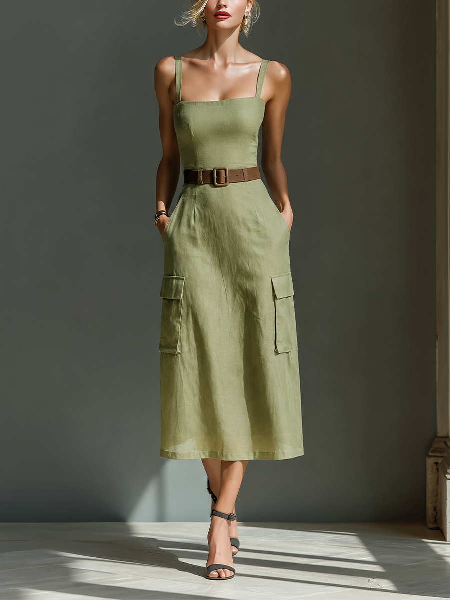 Remi | Belted Cargo Midi Dress