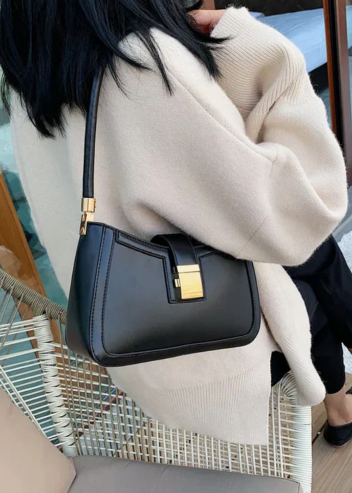 Noa | Black Bag with Gold Buckle