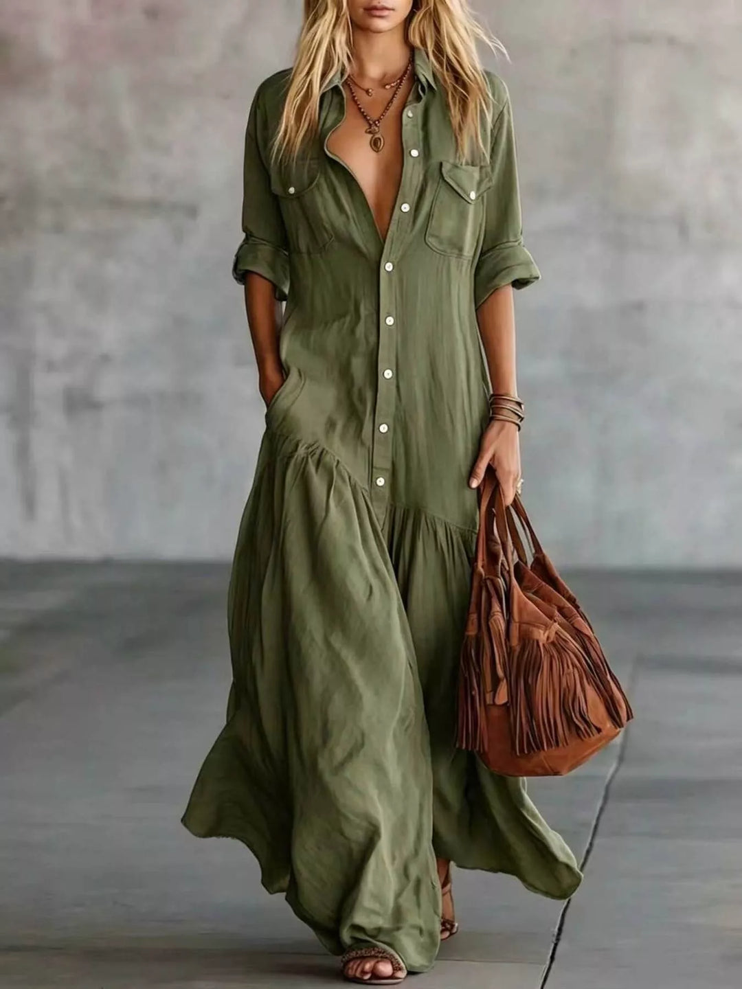 Georgia | Button-Front Maxi Dress
