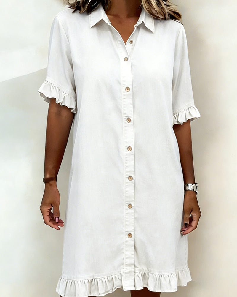 Lorea | Comfortable Denim Dress with Flattering Ruching