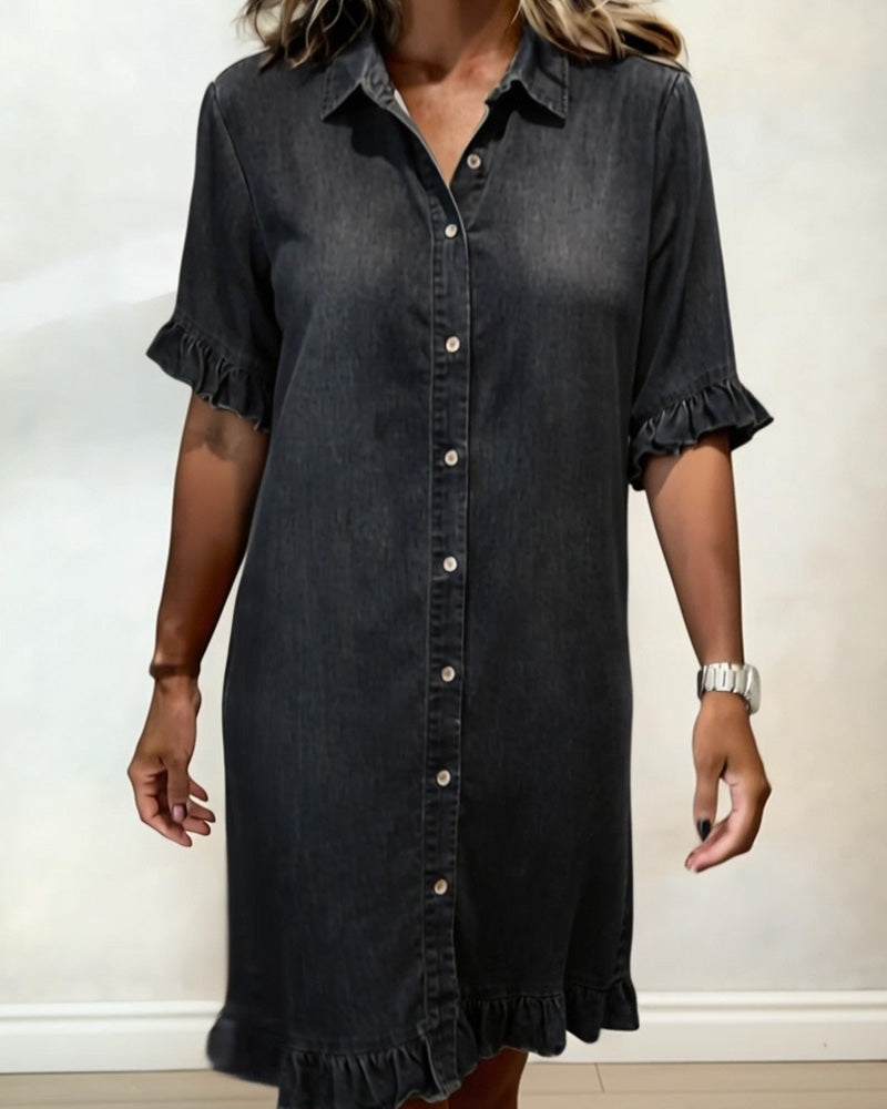 Lorea | Comfortable Denim Dress with Flattering Ruching