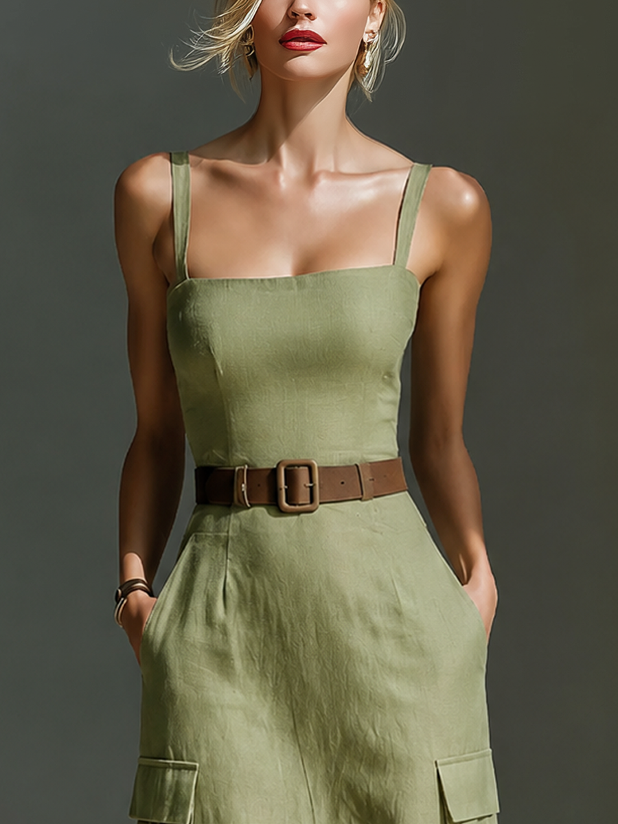Remi | Belted Cargo Midi Dress