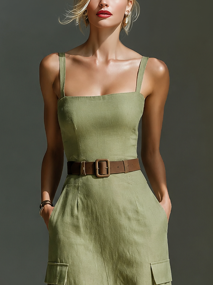 Remi | Belted Cargo Midi Dress