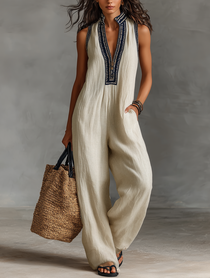 Iris | Embroidered Zip Jumpsuit