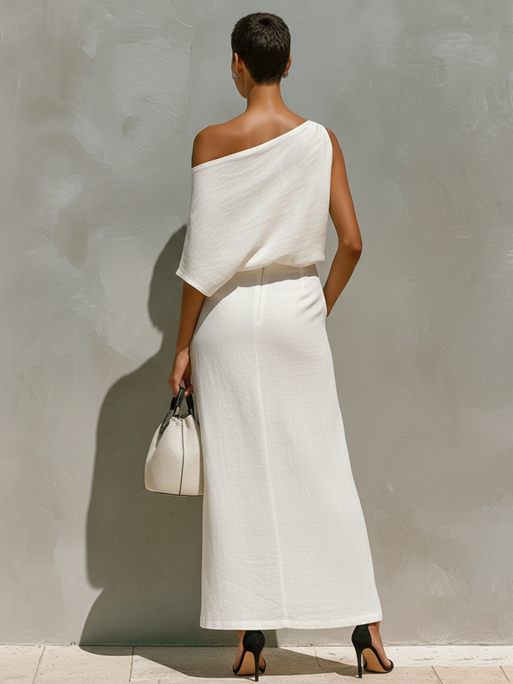 Bianca | One-Shoulder Linen Set