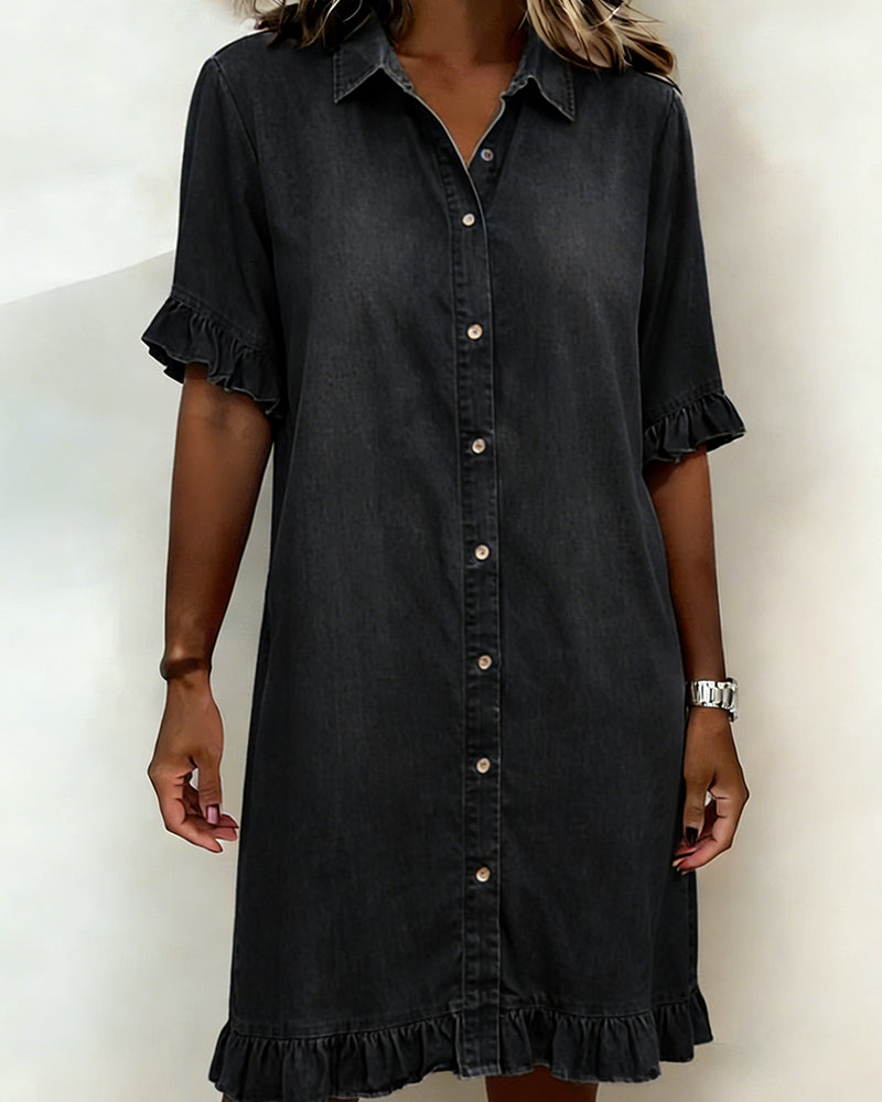Lorea | Comfortable Denim Dress with Flattering Ruching