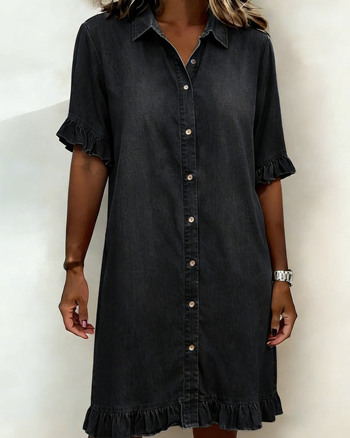 Lorea | Comfortable Denim Dress with Flattering Ruching