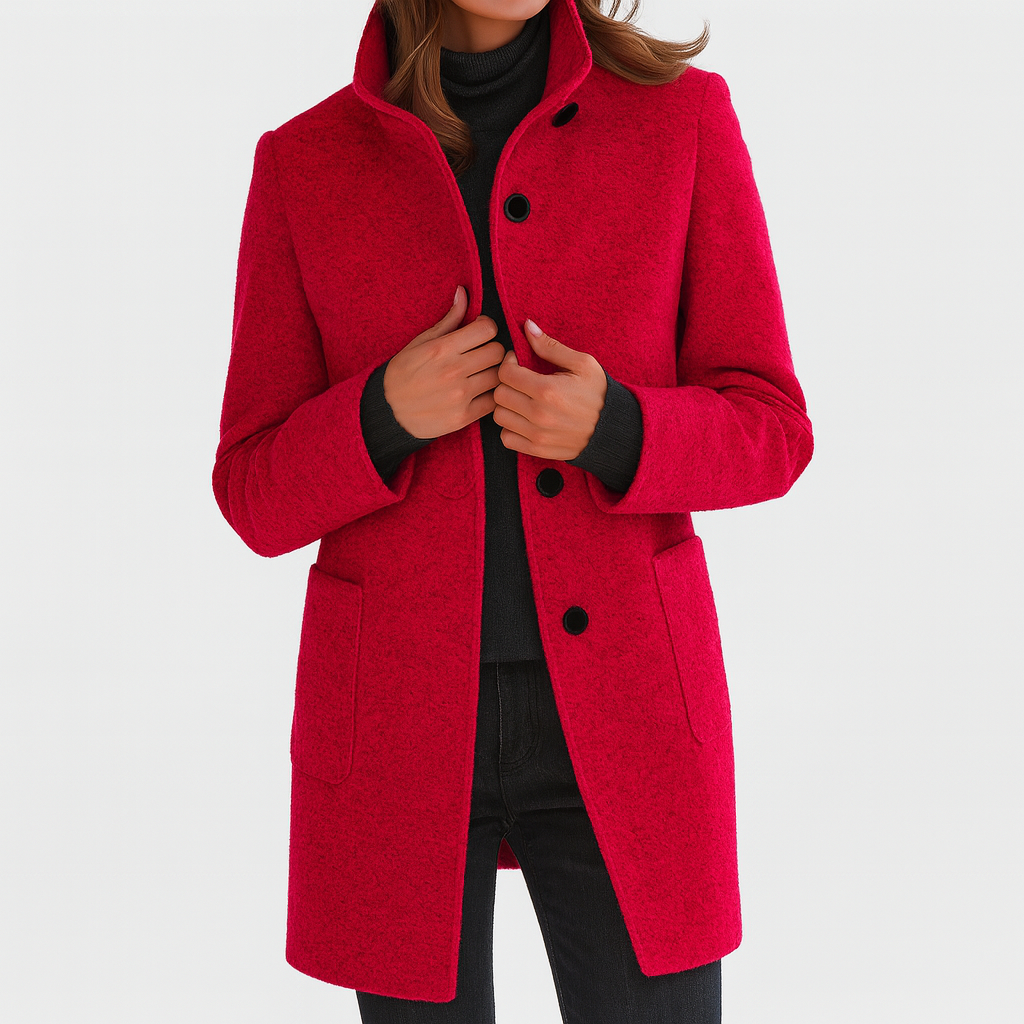 Women's Coat | Straight Cut Button Front
