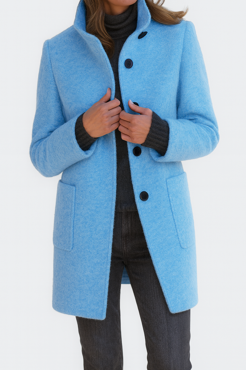 Women's Coat | Straight Cut Button Front