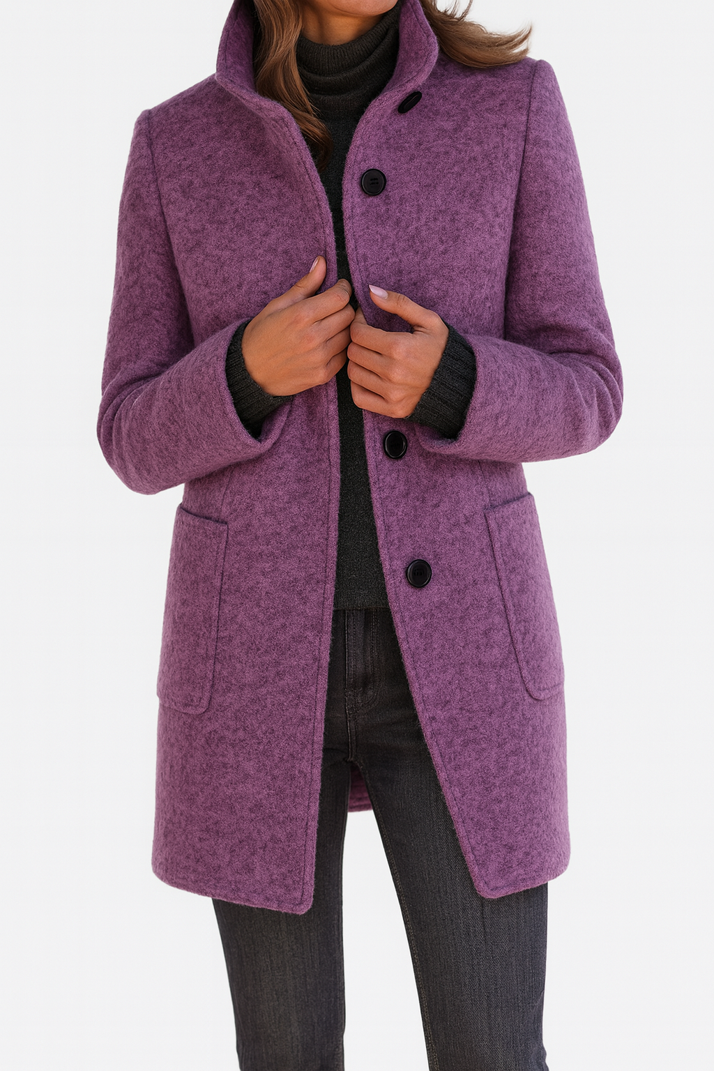 Women's Coat | Straight Cut Button Front