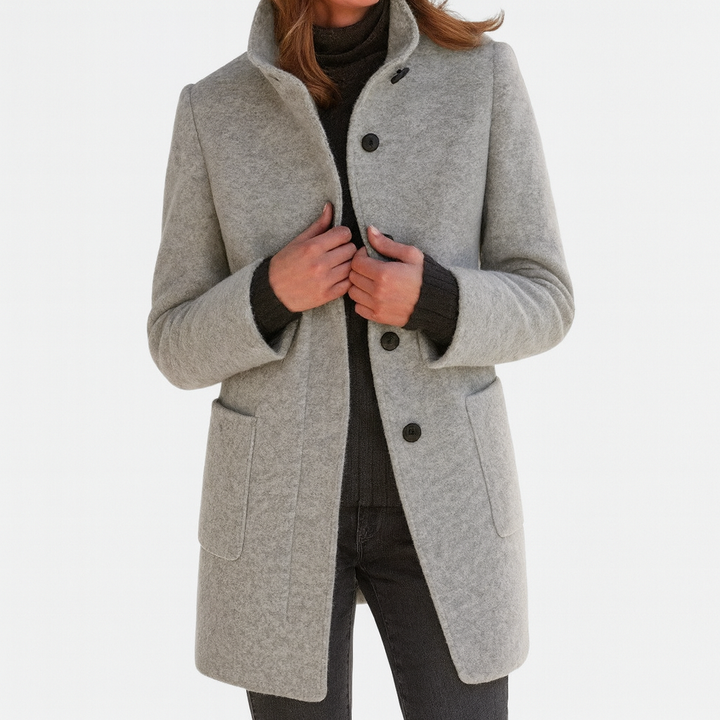 Women's Coat | Straight Cut Button Front