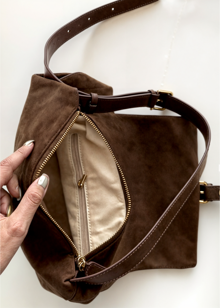 Ciel | Brown Vegan Suede Crossbody