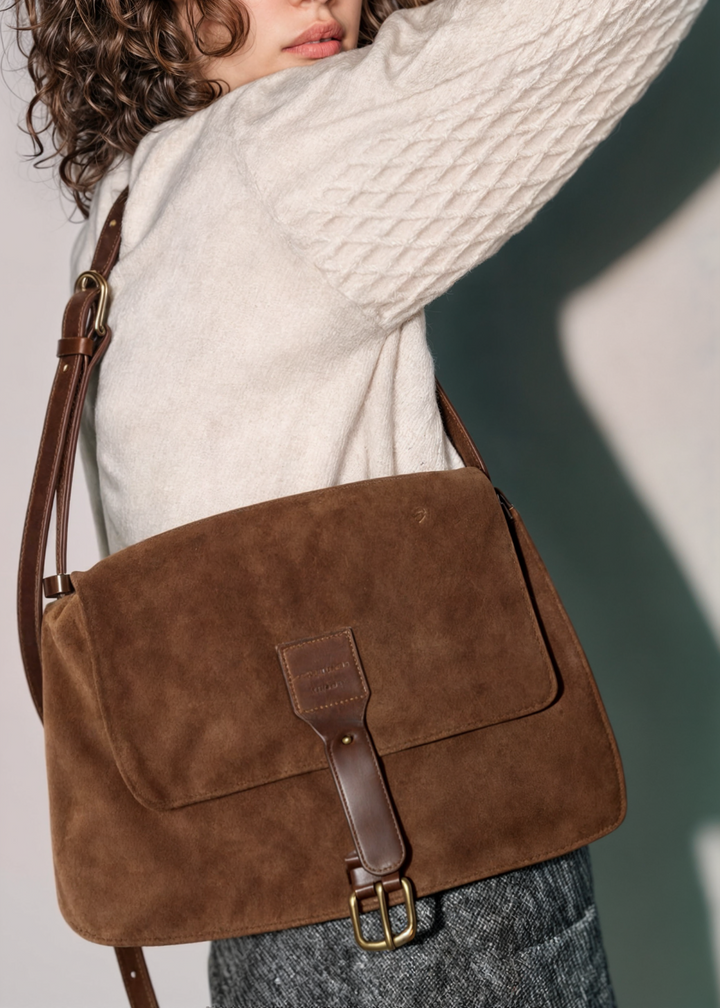 Ciel | Brown Vegan Suede Crossbody
