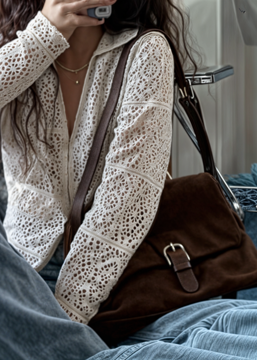 Ciel | Brown Vegan Suede Crossbody
