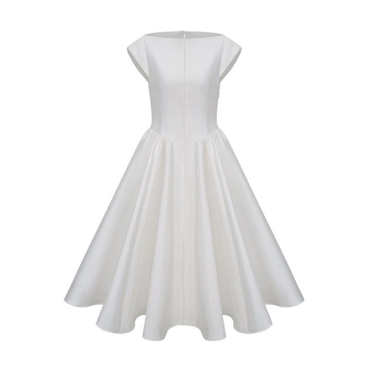 Amandine | Open-Back Pleated Midi Dress