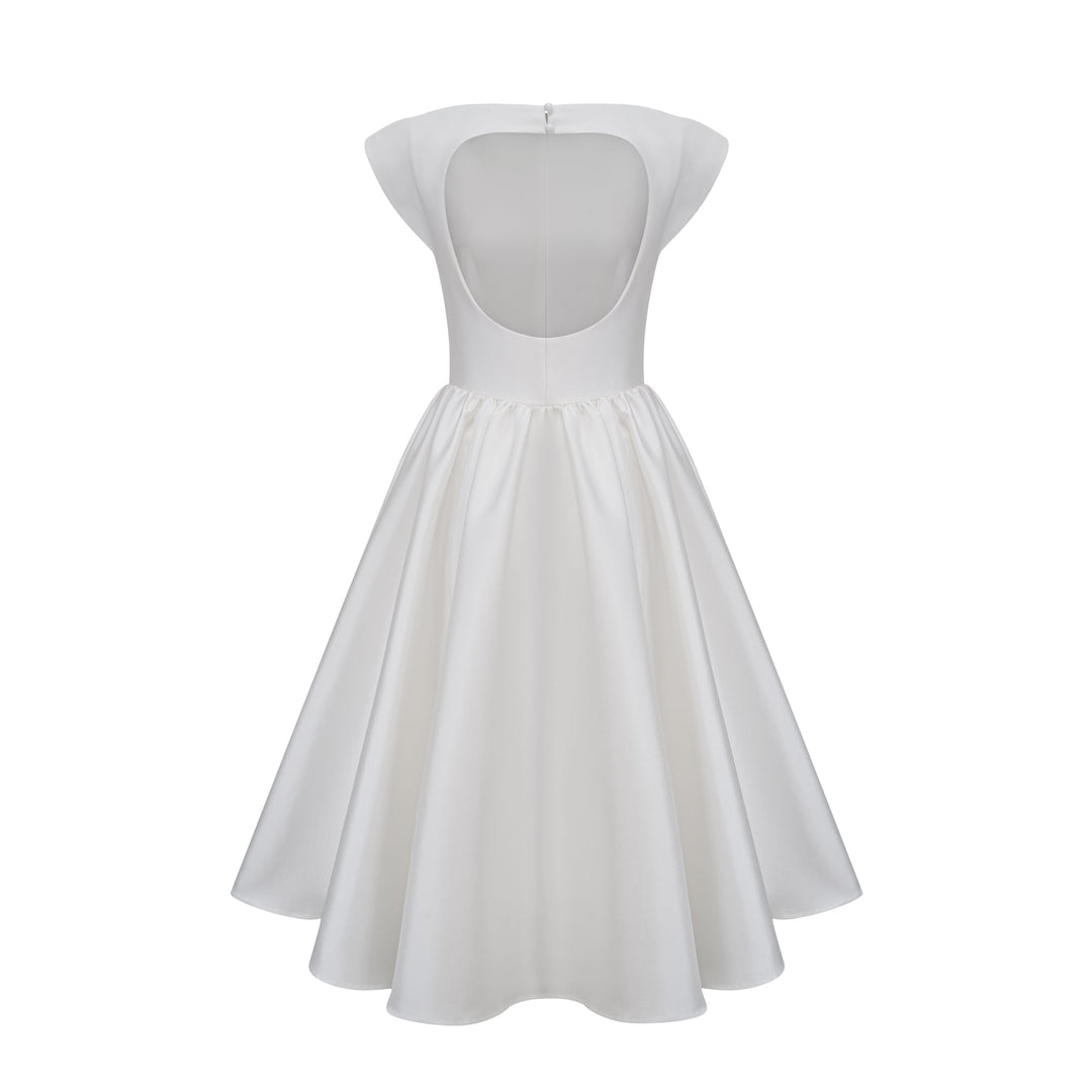 Amandine | Open-Back Pleated Midi Dress