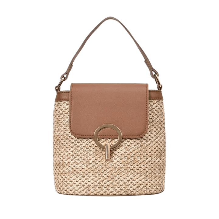 Marisol | Straw and Vegan Leather Beach Bag