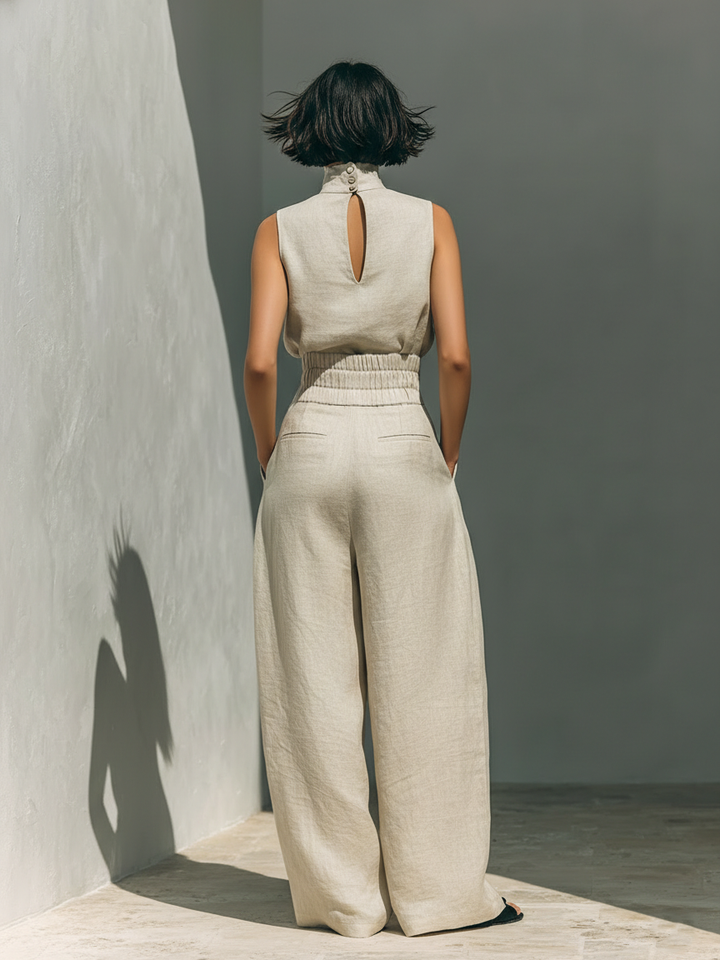 Sage | Sleeveless Blouse & Pants Set