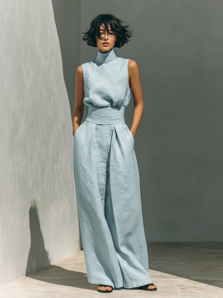 Sage | Sleeveless Blouse & Pants Set