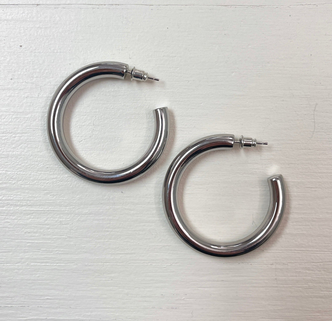 Chunky Silver Hoops | Large