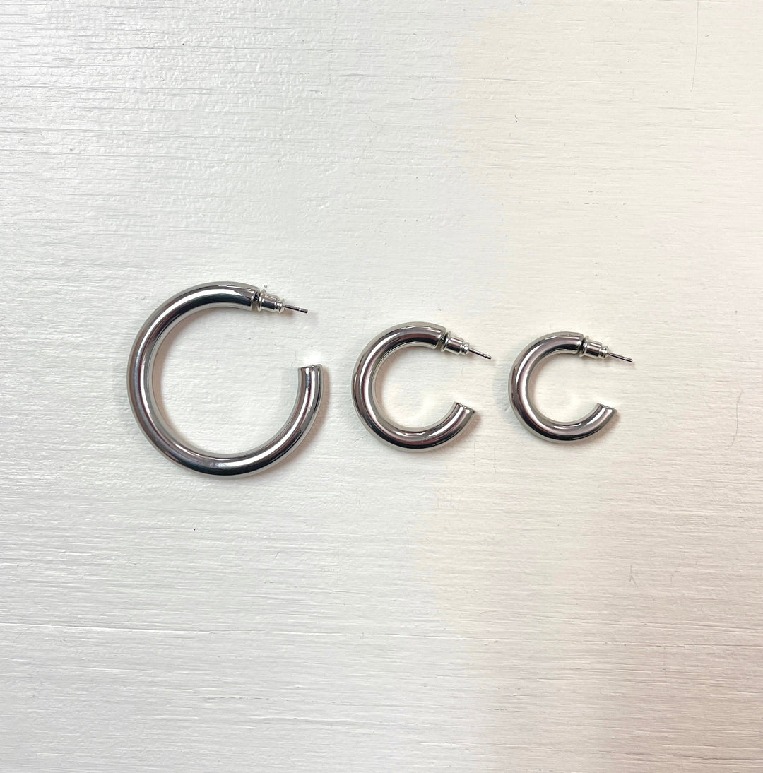 Chunky Silver Hoops | Large