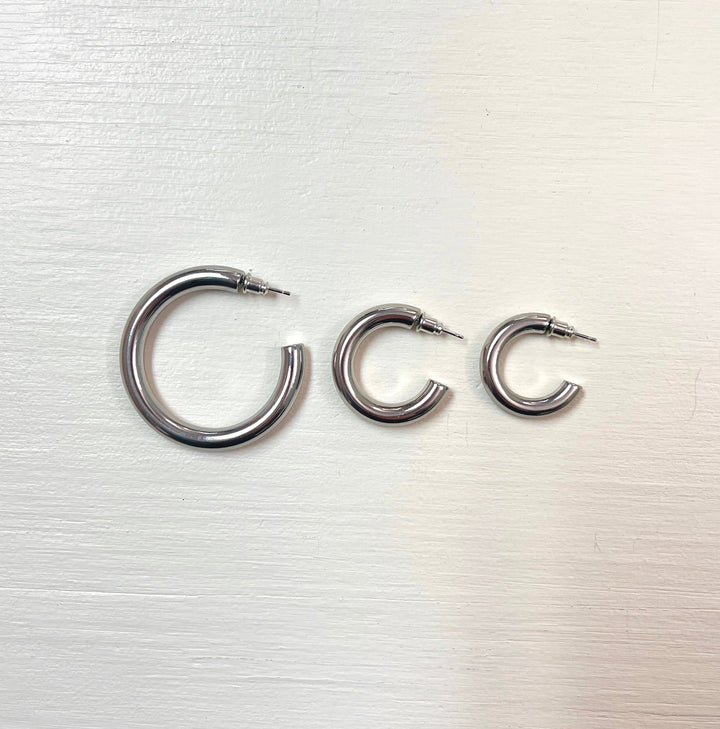 Chunky Silver Hoops | Large