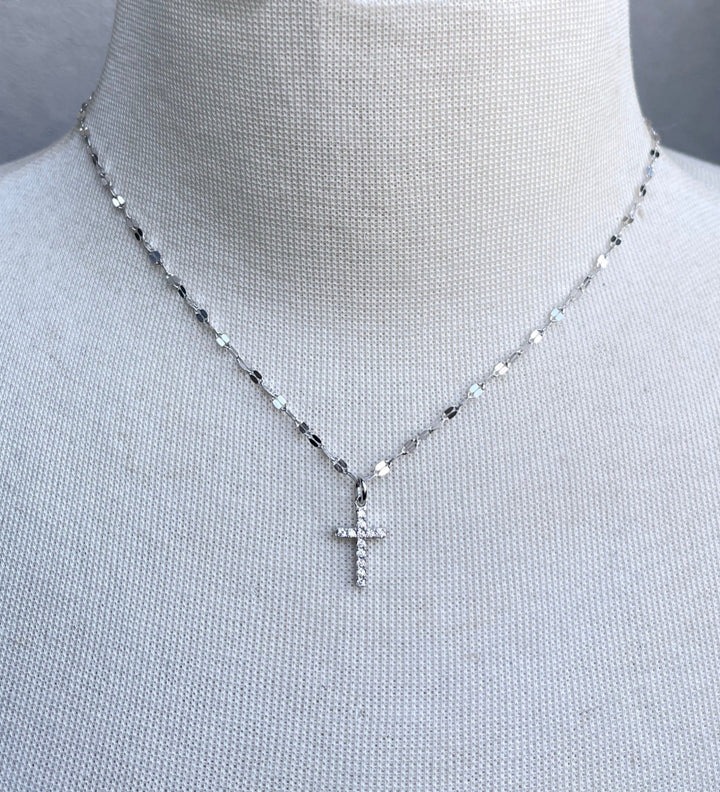 Cross Shimmer Choker | Silver