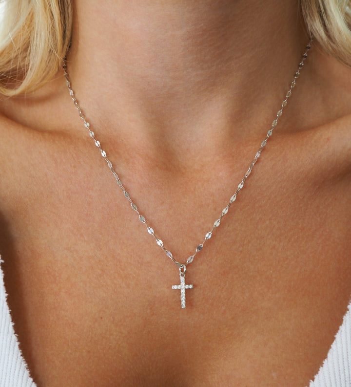 Cross Shimmer Choker | Silver