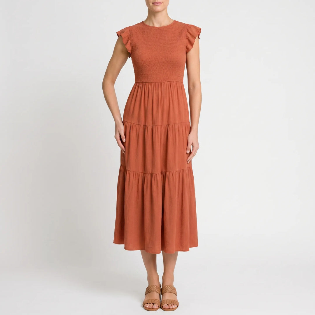Emilia | Ruched Tiered Midi Dress