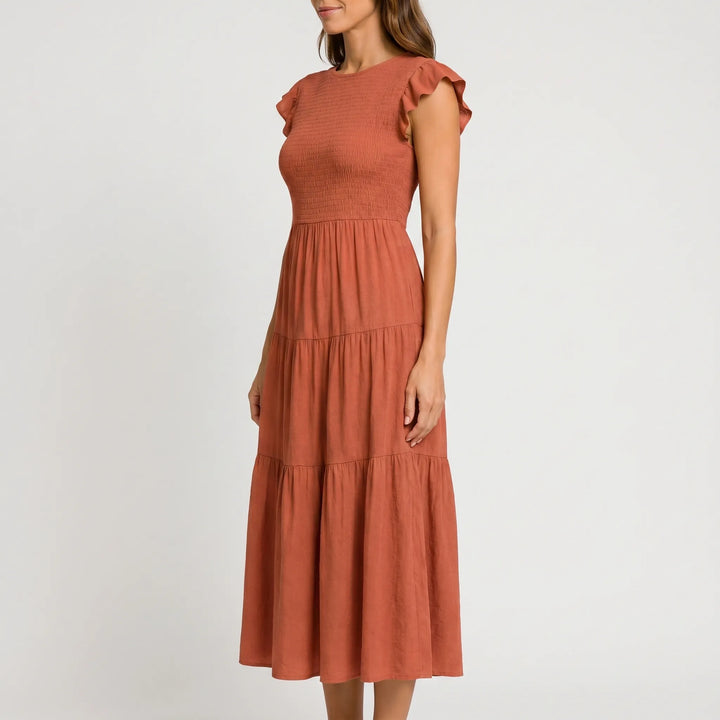 Emilia | Ruched Tiered Midi Dress
