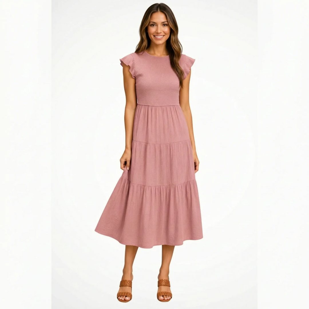 Emilia | Ruched Tiered Midi Dress