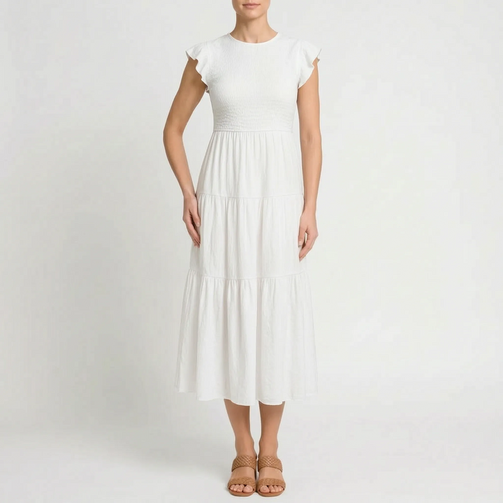 Emilia | Ruched Tiered Midi Dress