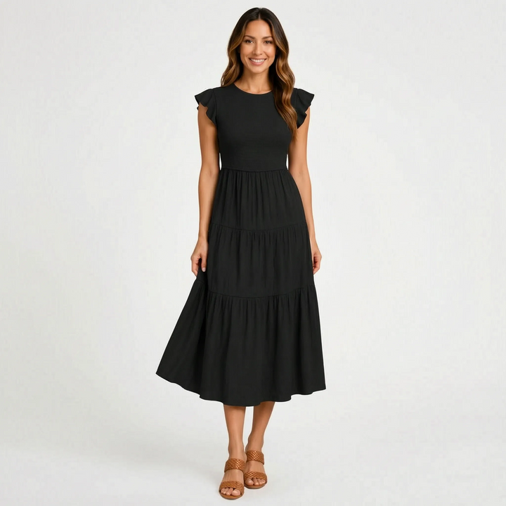Emilia | Ruched Tiered Midi Dress
