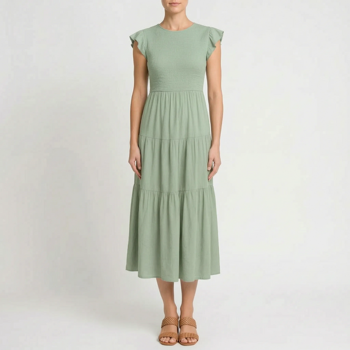 Emilia | Ruched Tiered Midi Dress
