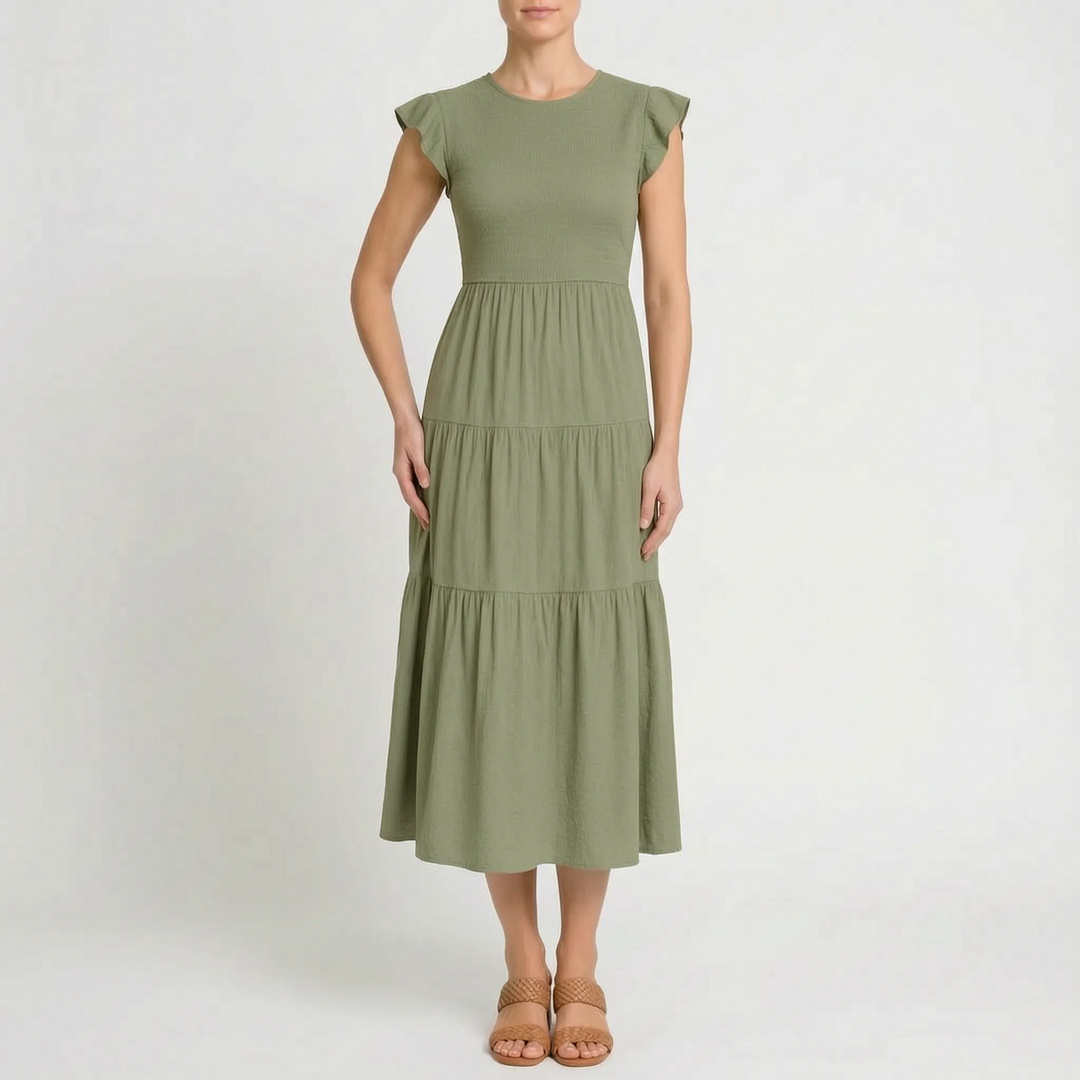 Emilia | Ruched Tiered Midi Dress