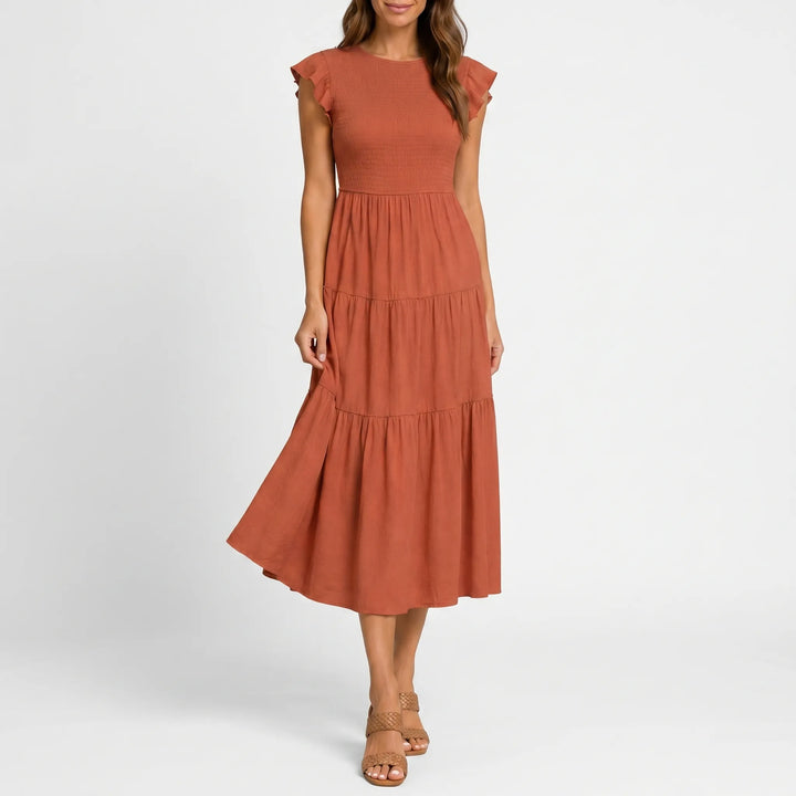 Emilia | Ruched Tiered Midi Dress