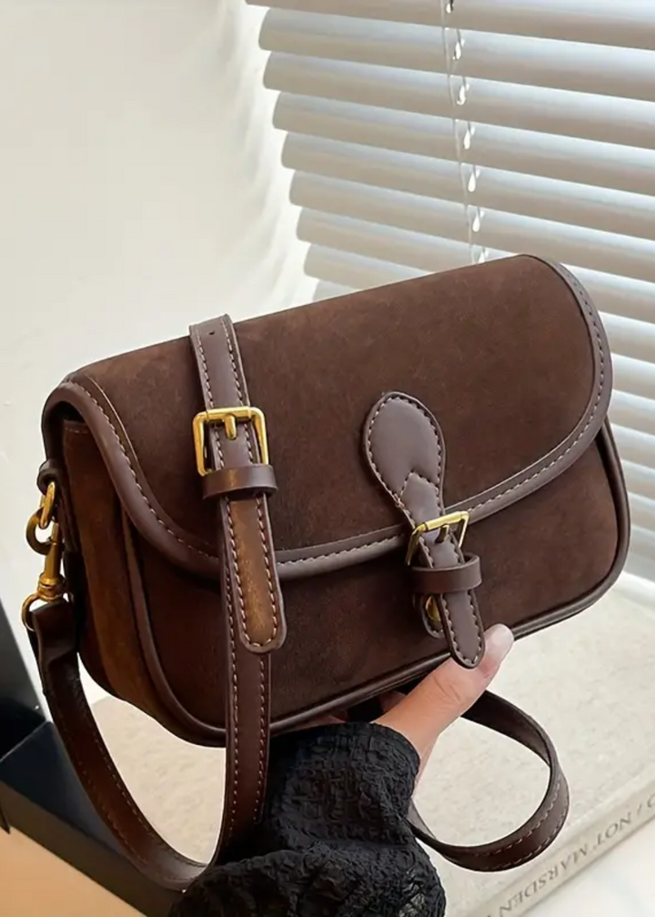 Women's Suede Shoulder Bag – Small Crossbody Bag Vegan & Vintage